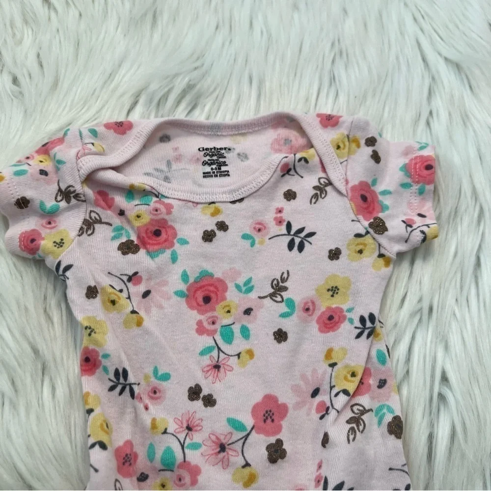 Gerber Outfit Light Pink Metallic Floral